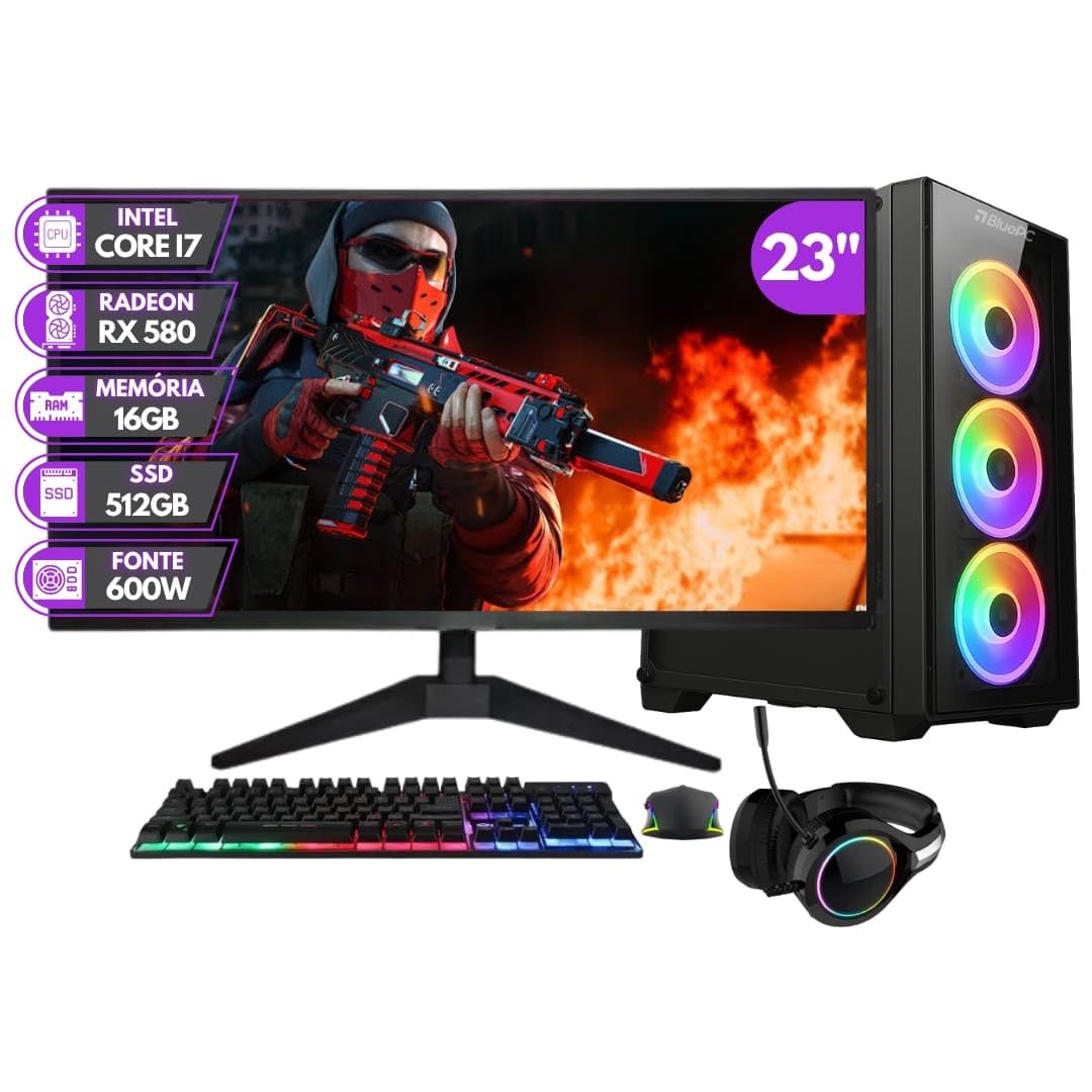 ruru　PC PC Gamer Completo BluePC RUSH - Intel Core i7 16GB RAM Radeon RX